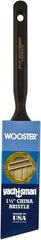 Wooster Brush - 1-1/2" Angled Hog Sash Brush - 2-3/16" Bristle Length, 6-1/4" Plastic Fluted Handle - Exact Industrial Supply