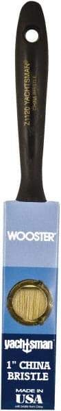 Wooster Brush - 1" Flat Hog Varnish Brush - 2-3/16" Bristle Length, 6-1/2" Plastic Beavertail Handle - Exact Industrial Supply