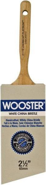 Wooster Brush - 2-1/2" Angled Hog Varnish Brush - 2-15/16" Bristle Length, 6-1/2" Maple Dowel Handle - Exact Industrial Supply