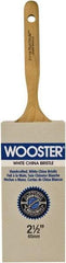 Wooster Brush - 2-1/2" Flat Hog Varnish Brush - 2-15/16" Bristle Length, 5-1/8" Maple Dowel Handle - Exact Industrial Supply