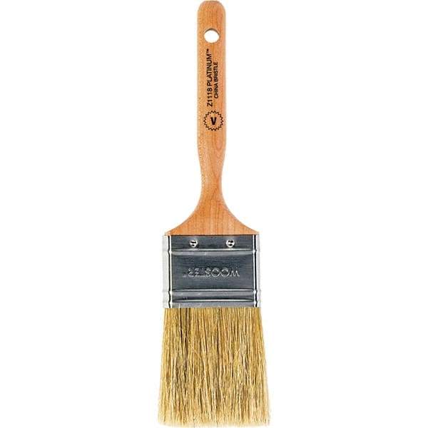 Wooster Brush - 2" Flat Hog Varnish Brush - 2-11/16" Bristle Length, 5-1/8" Maple Dowel Handle - Exact Industrial Supply