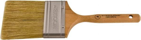 Wooster Brush - 3" Flat Hog Varnish Brush - 3-3/16" Bristle Length, 5-1/2" Maple Dowel Handle - Exact Industrial Supply