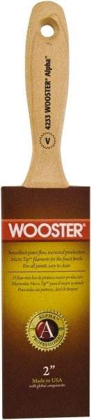 Wooster Brush - 2" Flat Synthetic Varnish Brush - 2-11/16" Bristle Length, 6-1/2" Maple Beavertail Handle - Exact Industrial Supply