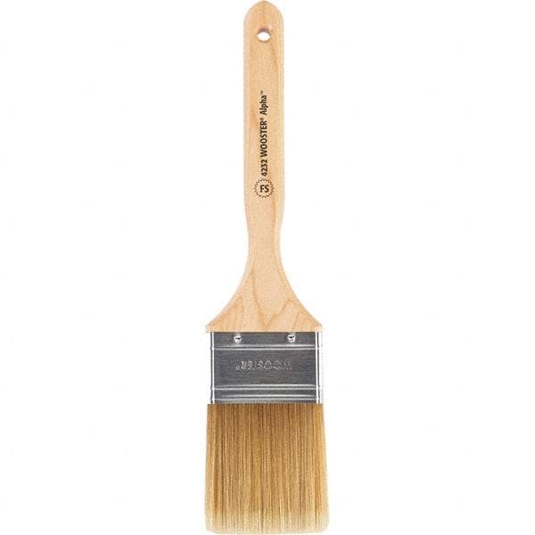 Wooster Brush - 2-1/2" Flat Synthetic Sash Brush - 2-15/16" Bristle Length, 7-7/8" Maple Fluted Handle - Exact Industrial Supply