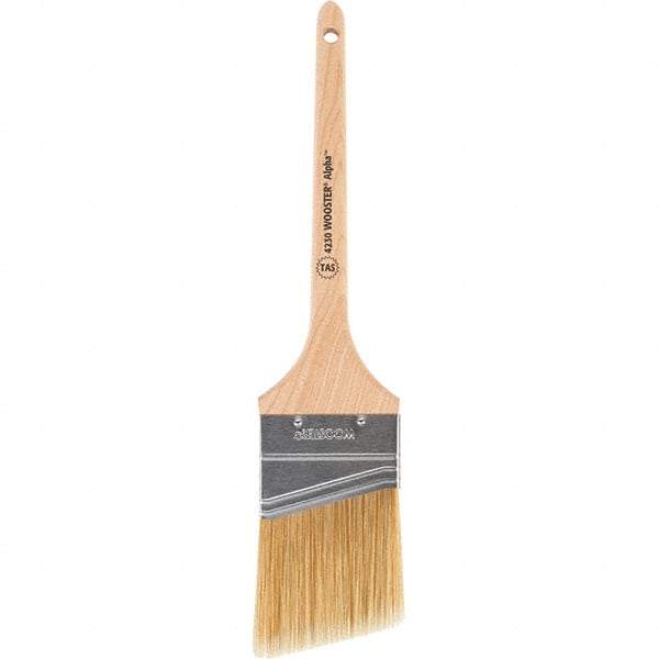 Wooster Brush - 2-1/2" Angled Synthetic Sash Brush - 2-11/16" Bristle Length, 8" Maple Rattail Handle - Exact Industrial Supply