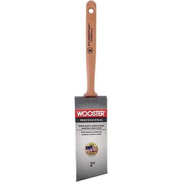 Wooster Brush - 2" Angled Synthetic Sash Brush - 2-11/16" Bristle Length, 7-7/8" Poly Foam Fluted Handle - Exact Industrial Supply
