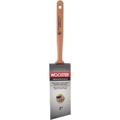 Wooster Brush - 2" Angled Synthetic Sash Brush - 2-11/16" Bristle Length, 7-7/8" Poly Foam Fluted Handle - Exact Industrial Supply