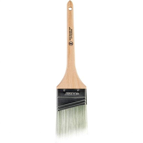 Wooster Brush - 2-1/2" Angled Synthetic Sash Brush - 2-11/16" Bristle Length, 7-1/4" Wood Rattail Handle - Exact Industrial Supply