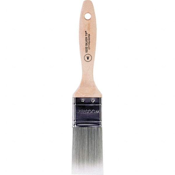 Wooster Brush - 1-1/2" Flat Synthetic Varnish Brush - 2-7/16" Bristle Length, 6-3/8" Wood Beavertail Handle - Exact Industrial Supply