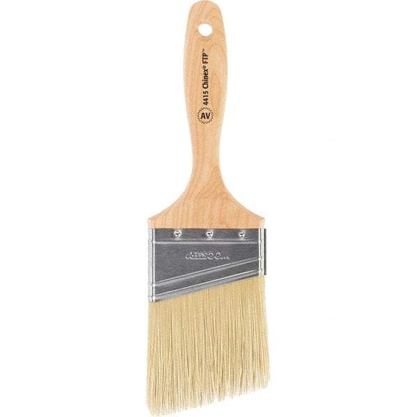Wooster Brush - 3" Angled Synthetic Varnish Brush - 3-3/16" Bristle Length, 5-7/8" Maple Beavertail Handle - Exact Industrial Supply