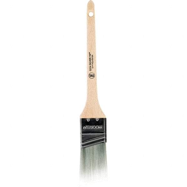 Wooster Brush - 1-1/2" Angled Synthetic Sash Brush - 2-3/16" Bristle Length, 7-1/4" Wood Rattail Handle - Exact Industrial Supply