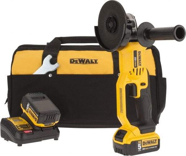 DeWALT - 4-1/2" Wheel Diam, 7,000 RPM, Cordless Angle & Disc Grinder - 5/8" Spindle - Exact Industrial Supply