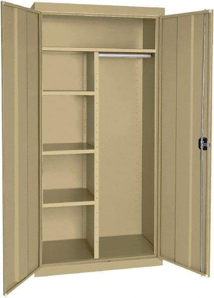 Sandusky Lee - 5 Shelf Combination Storage Cabinet - Steel, 46" Wide x 24" Deep x 72" High, Tropic Sand - Exact Industrial Supply