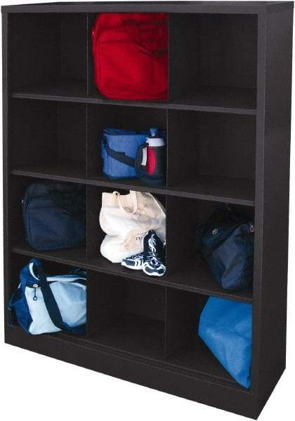Sandusky Lee - 4 Shelf, Closed Shelving Cubby Cabinet - 46 Inch Wide x 18 Inch Deep x 66 Inch High, Black - Exact Industrial Supply
