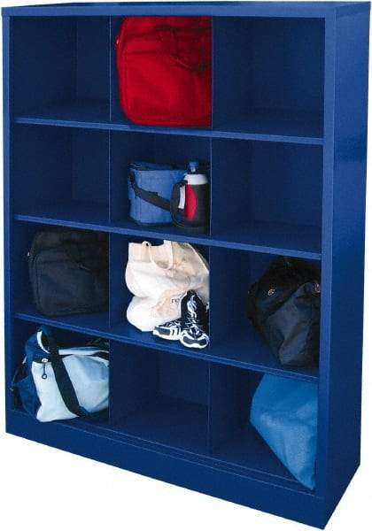 Sandusky Lee - 4 Shelf, Closed Shelving Cubby Cabinet - 46 Inch Wide x 18 Inch Deep x 66 Inch High, Blue - Exact Industrial Supply