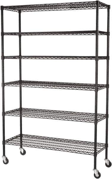 Sandusky Lee - 6 Shelf Wire Shelving Unit - 48" Wide x 18" Deep x 74" High - Exact Industrial Supply