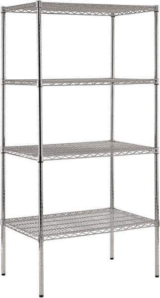 Sandusky Lee - 4 Shelf Wire Shelving Unit - 36" Wide x 24" Deep x 74" High, - Exact Industrial Supply