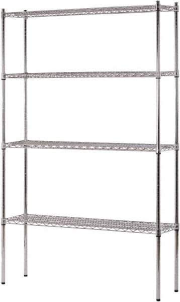 Sandusky Lee - 4 Shelf Wire Shelving Unit - 48" Wide x 12" Deep x 74" High, - Exact Industrial Supply