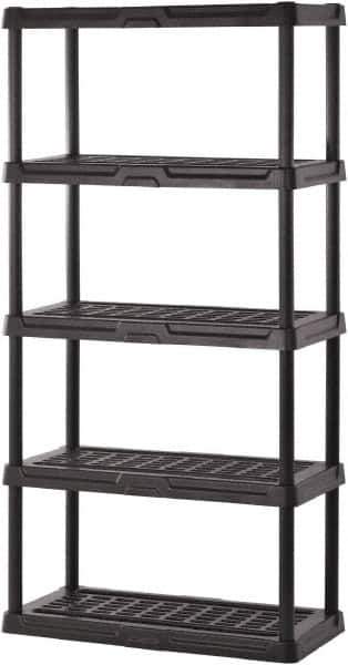 Sandusky Lee - 72" High x 36" Wide x 18" Deep, 5 Shelf Polyurethane Utility Plastic Shelving - Black, 150 Lb Capacity - Exact Industrial Supply