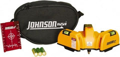 Johnson Level & Tool - 2 Beam 65' (Interior) Max Range Line Laser Level - Red Beam, 1/16" at 20' Accuracy, 6-1/2" Long x 4" Wide x 6-1/2" High, Battery Included - Exact Industrial Supply