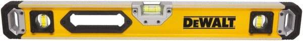 DeWALT - Magnetic 48" Long 3 Vial Box Beam Level - Aluminum, Yellow - Exact Industrial Supply