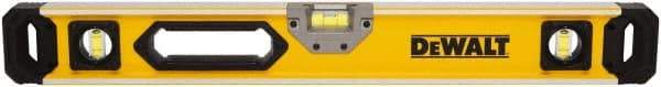 DeWALT - Magnetic 24" Long 3 Vial Box Beam Level - Aluminum, Yellow - Exact Industrial Supply