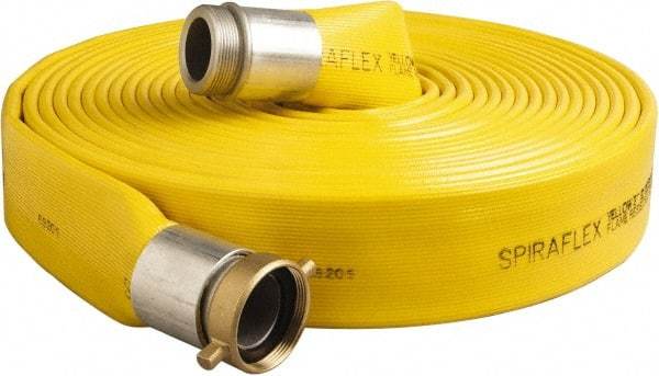 Alliance Hose & Rubber - 4" ID x 4.41 OD, 150 Working psi, Yellow Pliovic Hose, Lays Flat - 50' Long, -10 to 150°F - Exact Industrial Supply