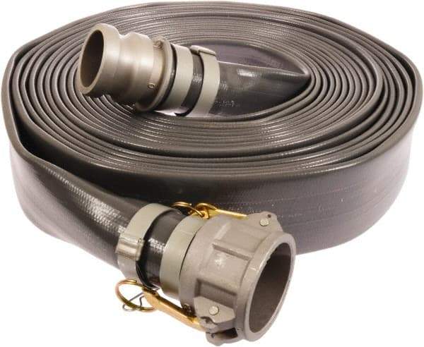 Continental ContiTech - 4" ID x 4.33 OD, 45 Working psi, Gray Pliovic Hose, Lays Flat - 25' Long, -10 to 150°F - Exact Industrial Supply