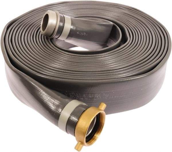 Continental ContiTech - 2" ID x 2.22 OD, 80 Working psi, Gray Pliovic Hose, Lays Flat - 50' Long, -10 to 150°F - Exact Industrial Supply