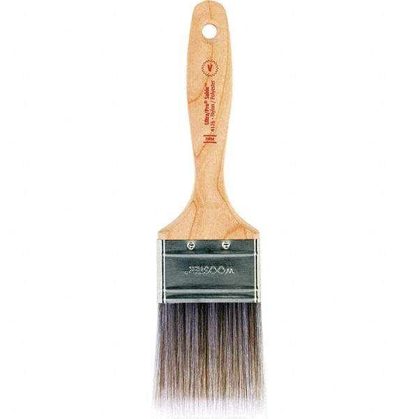 Wooster Brush - 2-1/2" Flat Nylon/Polyester Varnish Brush - 2-15/16" Bristle Length, 6-1/2" Maple Beavertail Handle - Exact Industrial Supply