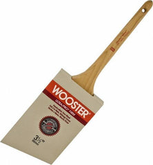 Wooster Brush - 3-1/2" Angled Nylon/Polyester Sash Brush - 3-3/16" Bristle Length, 8" Maple Rattail Handle - Exact Industrial Supply