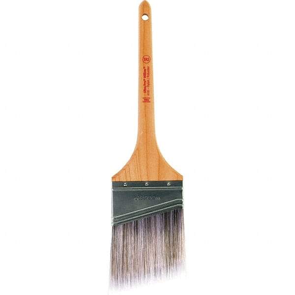 Wooster Brush - 3" Angled Nylon/Polyester Sash Brush - 2-15/16" Bristle Length, 8" Maple Rattail Handle - Exact Industrial Supply