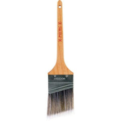 Wooster Brush - 2-1/2" Angled Nylon/Polyester Sash Brush - 2-11/16" Bristle Length, 8" Maple Rattail Handle - Exact Industrial Supply