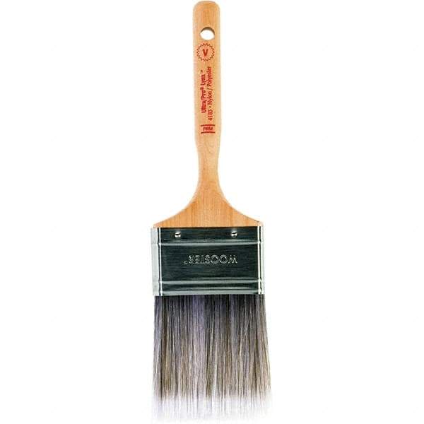 Wooster Brush - 2-1/2" Flat Nylon/Polyester Varnish Brush - 2-15/16" Bristle Length, 6-1/4" Maple Dowel Handle - Exact Industrial Supply