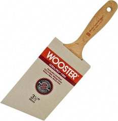 Wooster Brush - 3-1/2" Angled Nylon/Polyester Wall Brush - 3-7/16" Bristle Length, 5-3/4" Maple Beavertail Handle - Exact Industrial Supply