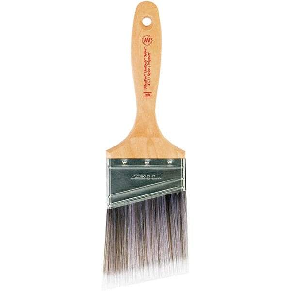 Wooster Brush - 3" Angled Nylon/Polyester Varnish Brush - 3-3/16" Bristle Length, 6-1/2" Maple Beavertail Handle - Exact Industrial Supply