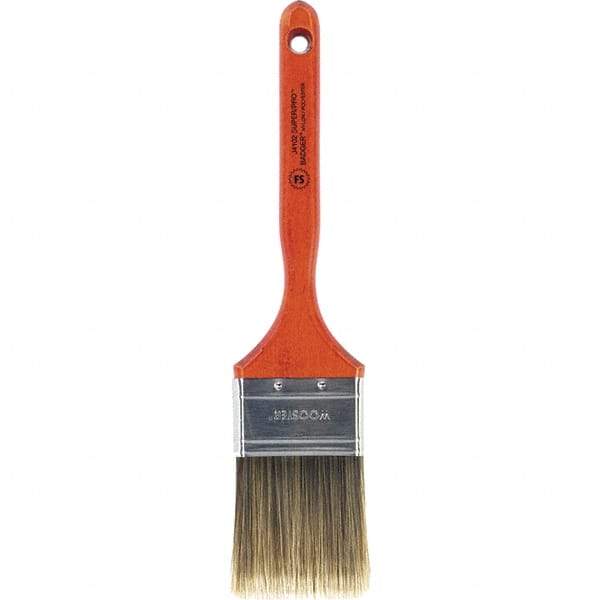 Wooster Brush - 2-1/2" Flat Nylon/Polyester Sash Brush - 2-15/16" Bristle Length, 7-3/16" Wood Fluted Handle - Exact Industrial Supply