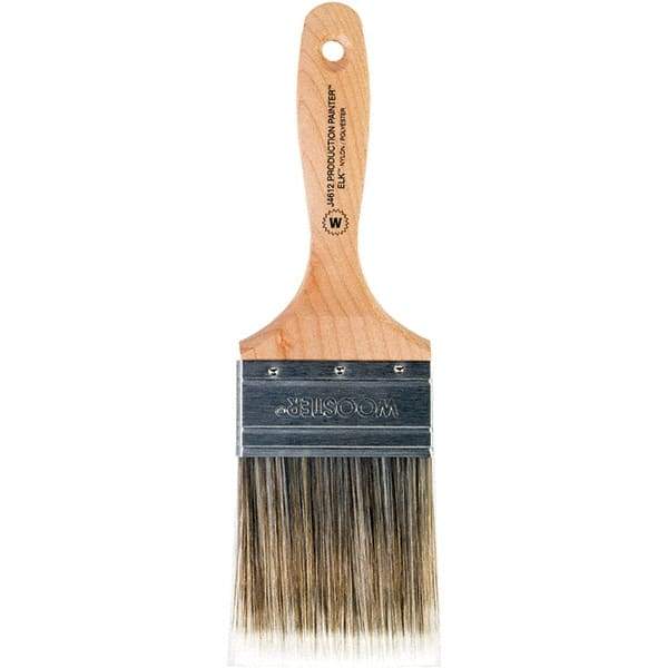 Wooster Brush - 3" Flat Nylon/Polyester Wall Brush - 3-7/16" Bristle Length, 6-1/4" Maple Beavertail Handle - Exact Industrial Supply