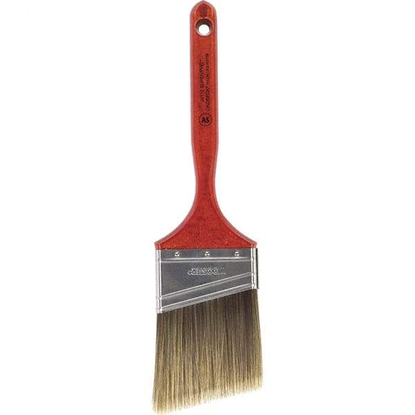 Wooster Brush - 3" Angled Nylon/Polyester Sash Brush - 3-3/16" Bristle Length, 7-3/16" Wood Fluted Handle - Exact Industrial Supply