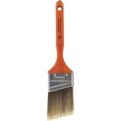 Wooster Brush - 2-1/2" Angled Nylon/Polyester Sash Brush - 2-15/16" Bristle Length, 7-3/16" Wood Fluted Handle - Exact Industrial Supply