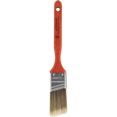 Wooster Brush - 1-1/2" Angled Nylon/Polyester Sash Brush - 2-7/16" Bristle Length, 7-3/16" Wood Fluted Handle - Exact Industrial Supply