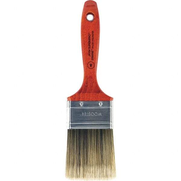 Wooster Brush - 2-1/2" Flat Nylon/Polyester Varnish Brush - 2-15/16" Bristle Length, 5-1/2" Wood Beavertail Handle - Exact Industrial Supply