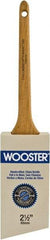 Wooster Brush - 2-1/2" Angled Hog Sash Brush - 2-7/16" Bristle Length, 8" Maple Rattail Handle - Exact Industrial Supply