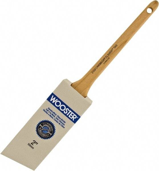 Wooster Brush - 2" Angled Hog Sash Brush - 2-3/16" Bristle Length, 8" Maple Rattail Handle - Exact Industrial Supply