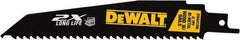 DeWALT - 6" Long x 1" Thick, High Speed Steel Reciprocating Saw Blade - Tapered Profile, 6 TPI, Toothed Edge, Universal Shank - Exact Industrial Supply