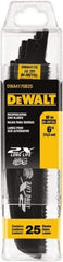 DeWALT - 6" Long x 1" Thick, High Speed Steel Reciprocating Saw Blade - Straight Profile, 10 TPI, Toothed Edge, Universal Shank - Exact Industrial Supply