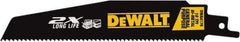 DeWALT - 6" Long x 1" Thick, High Speed Steel Reciprocating Saw Blade - Straight Profile, 10 TPI, Toothed Edge, Universal Shank - Exact Industrial Supply