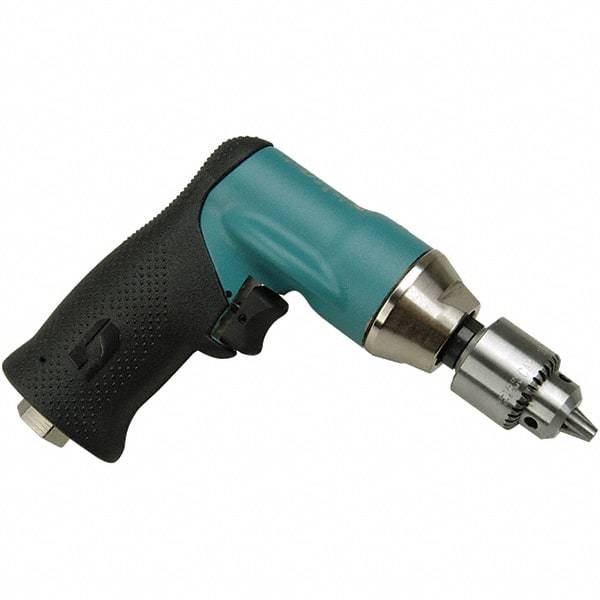 Dynabrade - 1/4" Keyed Chuck - Pistol Grip Handle, 2,400 RPM, 0.4 hp, 90 psi - Exact Industrial Supply