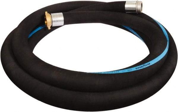 Alliance Hose & Rubber - 4" ID x 4.45 OD, 150 Working psi, Black Synthetic Rubber Water & Discharge Hose - Male x Female NPSH Ends, 20' Long, -25 to 200°F - Exact Industrial Supply
