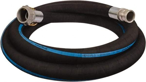 Alliance Hose & Rubber - 6" ID x 6.6 OD, 150 Working psi, Black Synthetic Rubber Water & Discharge Hose - Male x Female Camlock Ends, 20' Long, -25 to 200°F - Exact Industrial Supply